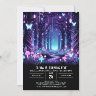 Convite Elegante Fantasy Woodland Digital Birthday