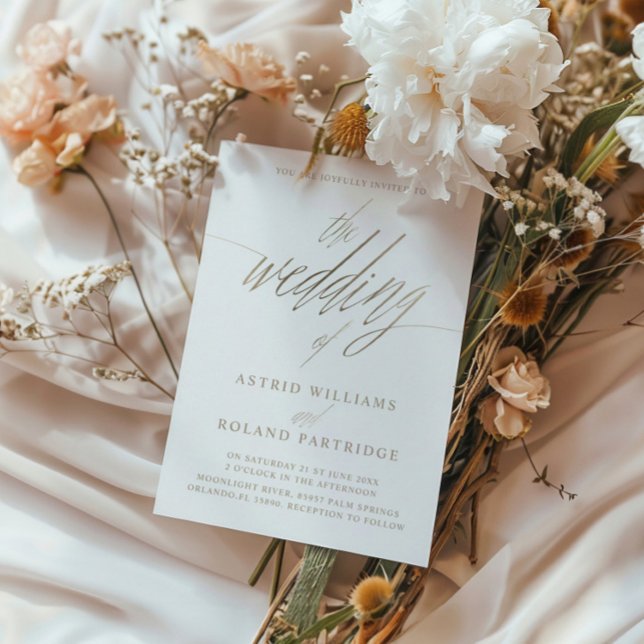 Convite Elegante Faux Calliografia Dourada Casamento de (Criador carregado)