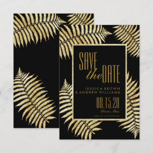 Convite Elegante Faux Folha de Ouro Bracken Save The Date