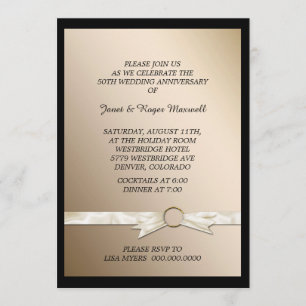Convite Elegante Faux Laço Aniversário de Bodas de Ouro