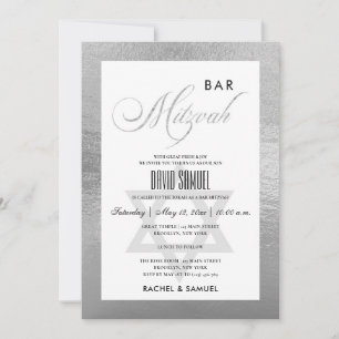 CONVITE ELEGANTE FAUX SILVER SILVER BAR MITZVAH