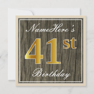 Convite Elegante, Faux Wood, Faux Dourado 41rua Aniversári