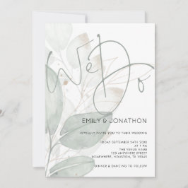 Convite Elegante Fazemos Casamento De Folhagem De Aquarela