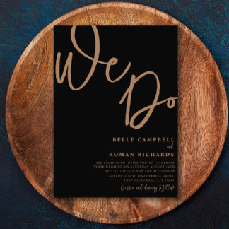 Convite Elegante Fazemos Casamento Preto e Dourado