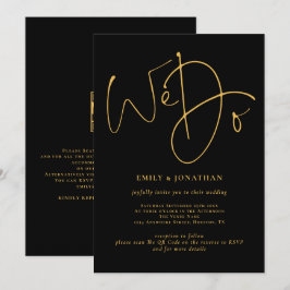 Convite Elegante Fazemos Ouro Script QR Code Casamento Pre