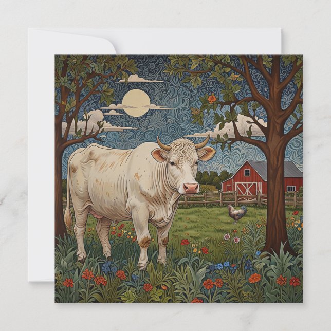 Convite Elegante fazenda de vaca-chic-boho (Frente)