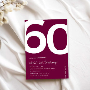 Convite Elegante Festa de 60 Anos em Borgonha