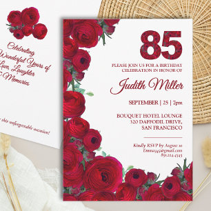 Convite Elegante festa de 85º aniversário - Ousada floral