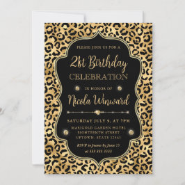 Convite Elegante Festa de Aniversário com Estampa de Leopa