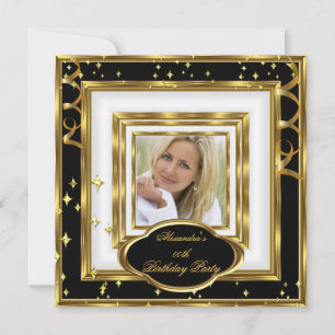 Convite Elegante Festa de Aniversário com Fotos Preto Bran