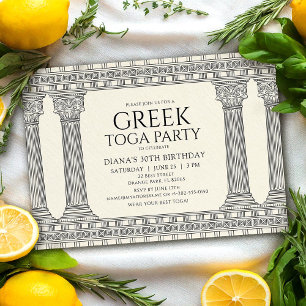 Convite Elegante festa de aniversário com toga grega e tem