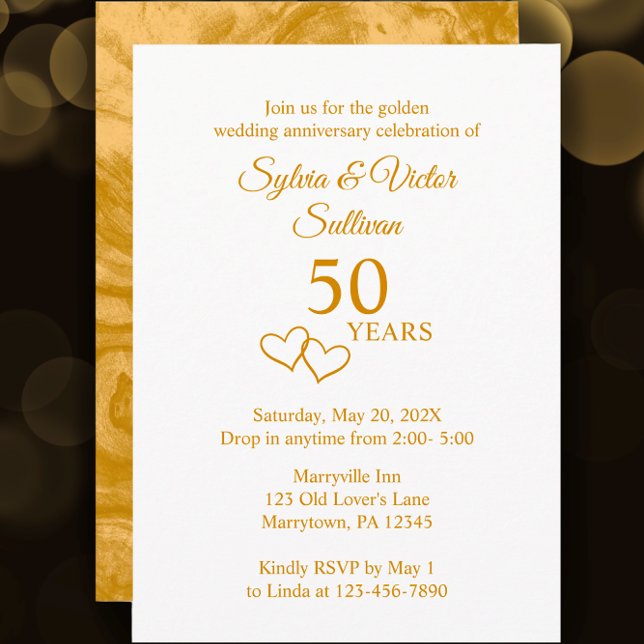 Convite Elegante Festa de Aniversário de 50 Anos Customiza (Customize this elegant simple 50th anniversary party invitation template. )