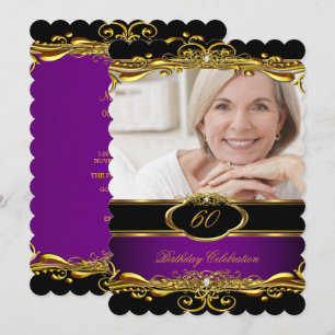 Convite Elegante Festa de Aniversário de 60 Anos Roxo Amei