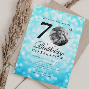 Convite Elegante Festa de Aniversário de 70 anos Foto Turq