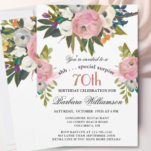 Convite Elegante Festa de Aniversário de 70 anos SURPRESA