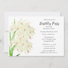 Convite Elegante Festa de aniversário de Orquídeas Brancas
