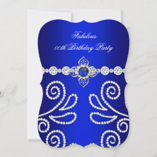 Convite Elegante Festa de Aniversário Pérola Diamante Azul