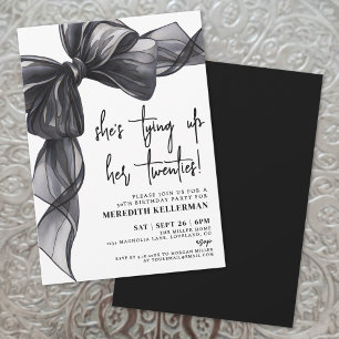 Convite Elegante Festa de aniversário Preta de Arco Branco