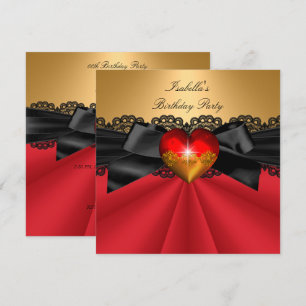 Convite Elegante Festa de Aniversário Vermelho Preto e Dou