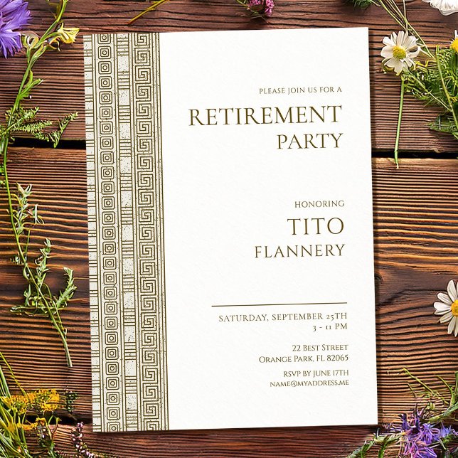 Convite Elegante festa de aposentadoria grega (Criador carregado)