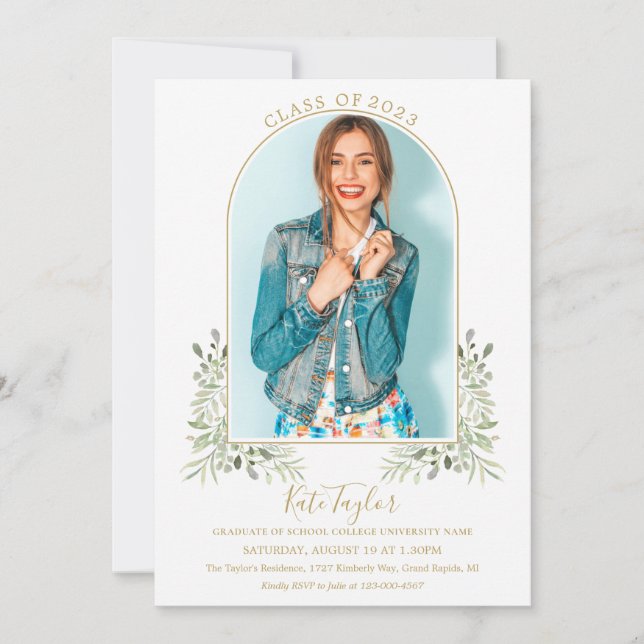 Convite Elegante Festa de formatura de Fotografias de Arco (Frente)