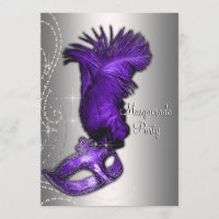 Elegante Festa de Máscaras Roxo e Cinza