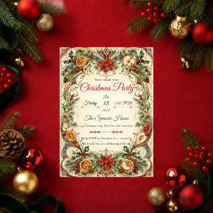 Convite Elegante Festa de Natal Art Nouveau Botânica