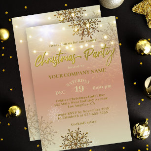 Convite Elegante Festa de Natal Corporativa com Floco de N