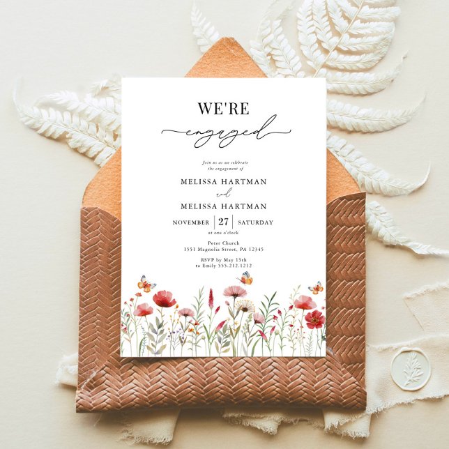 Convite Elegante Festa de noivado de flor selvagem (Criador carregado)