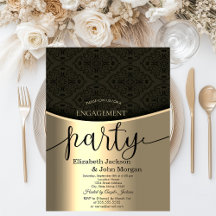 Elegante festa de noivado em dama dourada preta