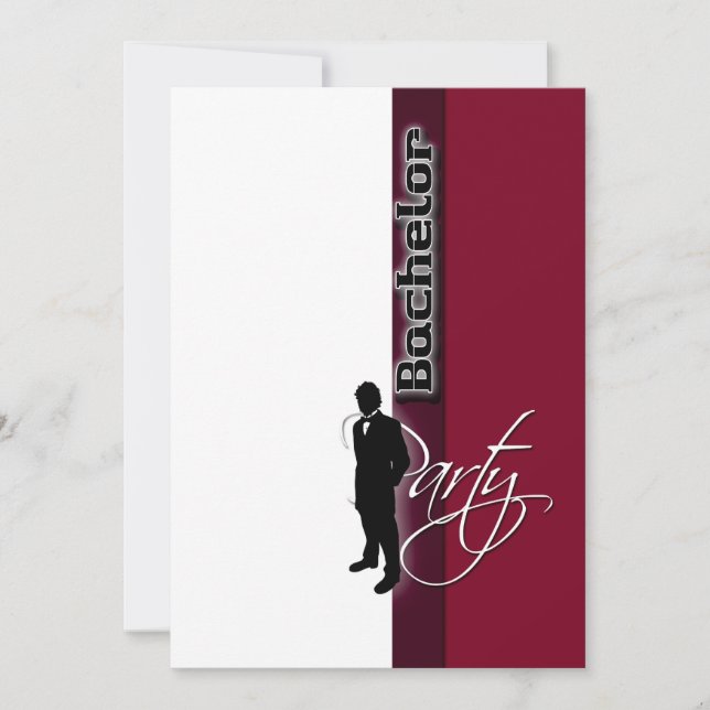 Convite Elegante "festa de solteiro" formal burgundy (Frente)