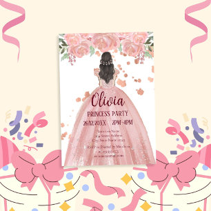 Convite Elegante Festa Mágica da Princesa Rosa Claro