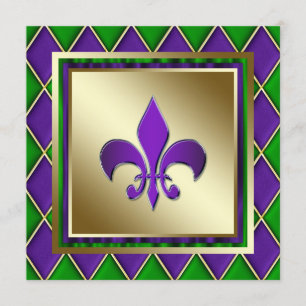 Convite Elegante Fleur De Lis Casamento de Mardi Gras