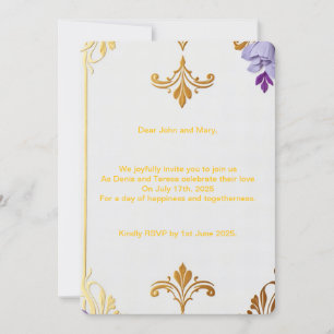 Convite Elegante Fleur-de-Lis Dourada