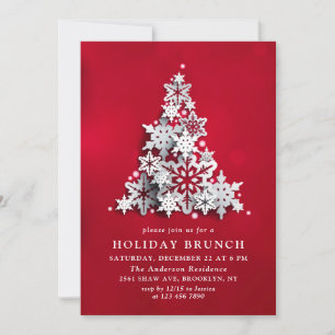 Convite Elegante Flocos de Neve, HOLIDAY BRUNCH