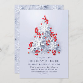 Convite Elegante Flocos de neve NATAL HOLIDAY BRUNCH