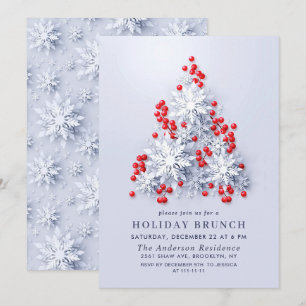 Convite Elegante Flocos de neve NATAL HOLIDAY BRUNCH
