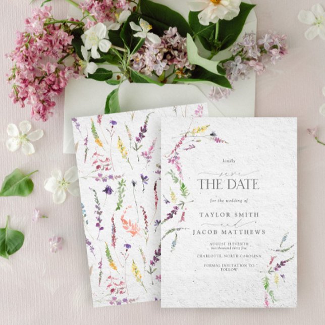 Convite Elegante Flor de Água Floral Salve a Data (Criador carregado)