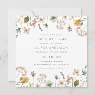 Convite Elegante Flor de Campo em Aquarela para Casamento