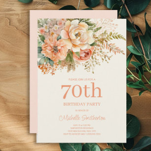 Convite Elegante Flor de Creme de Pêssego Aniversário de 7