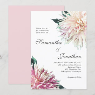 Convite Elegante Flor de Noiva Rosa Bege Dahlia Casamento