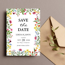Convite Elegante Flor Silvestre Colorida Casamento Salve a