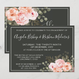 Convite Elegante Flora Roxa Botânica para Festa de Engajam