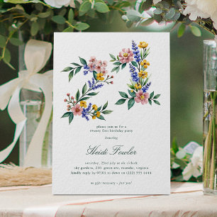 Convite Elegante Floral 21' Botânico Aniversário de 21 Ano