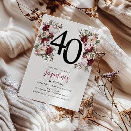 Convite Elegante Floral 40º Aniversário
