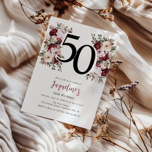 Convite Elegante Floral 50º Aniversário