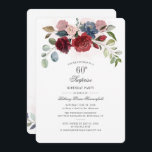 Convite Elegante Floral 60º Aniversário<br><div class="desc">Floral 60th Birthday Burgundy Blush Convite de aniversário que você pode personalizar facilmente para a maioria dos aniversários clicando no botão "Personalizar". Apresentando uma elegante burgundy, azul empoeirado, verde eucalipto e flores cor-de-rosa pinceladas com roteiro e tipografia moderna. Dica: veja nossa coleção de suprimentos de festas na loja com este...</div>