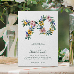 Convite Elegante Floral 70' Botânico Aniversário de 70 Ano