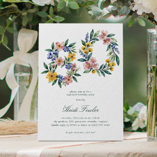Convite Elegante Floral 80 Botânico 80º Aniversário