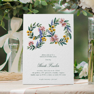 Convite Elegante Floral 90' Botânico Aniversário de 90 ano